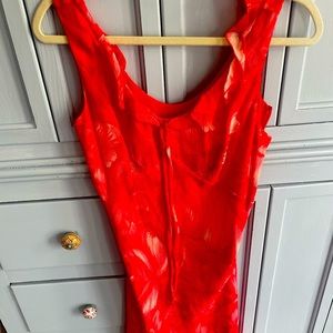 Red & white chiffon dress